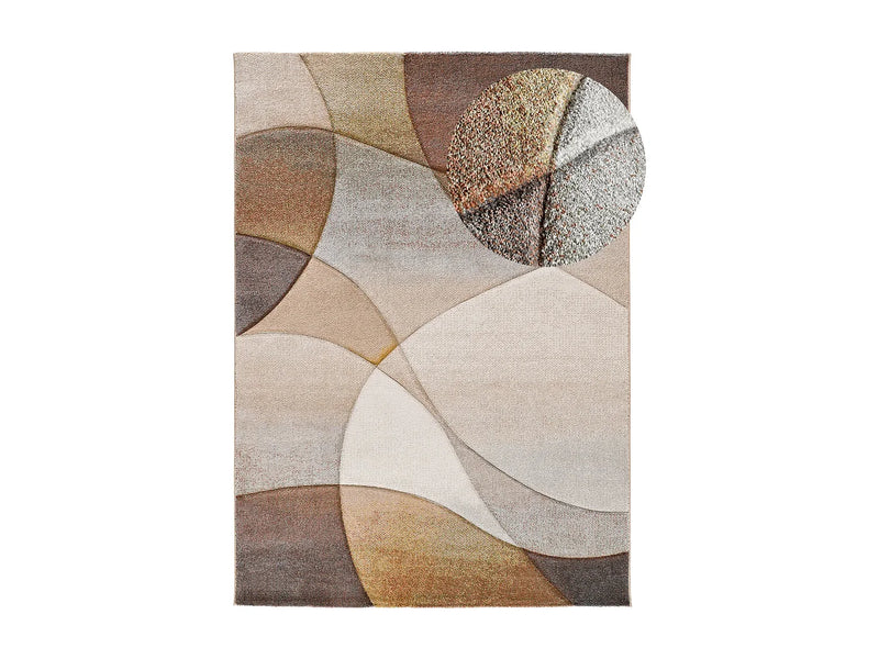 Tapis Japandi Abstrait Terracotta Beige - Badet