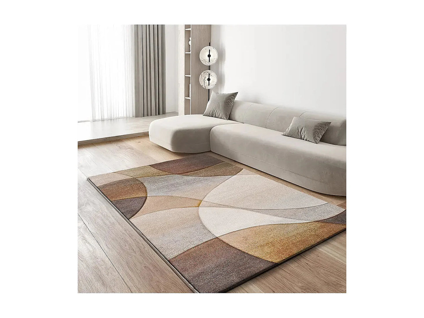 Tapis Japandi Abstrait Terracotta Beige - Badet