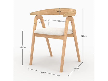 Chaise Japandi Hévéa Et Boucle Crème - Hawa
