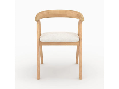 Chaise Japandi Hévéa Et Boucle Crème - Hawa