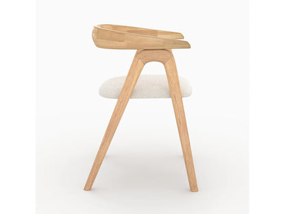 Chaise Japandi Hévéa Et Boucle Crème - Hawa