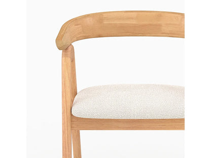 Chaise Japandi Hévéa Et Boucle Crème - Hawa