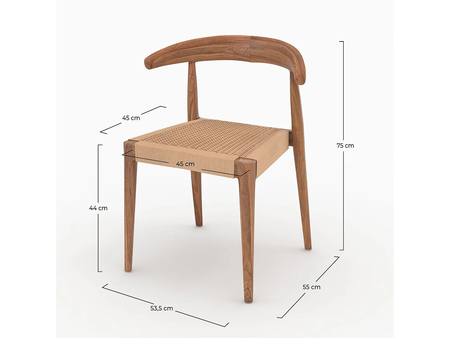 Lot 2 Chaises Japandi Teck Et Cordage - Alia