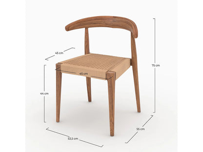 Lot 2 Chaises Japandi Teck Et Cordage - Alia