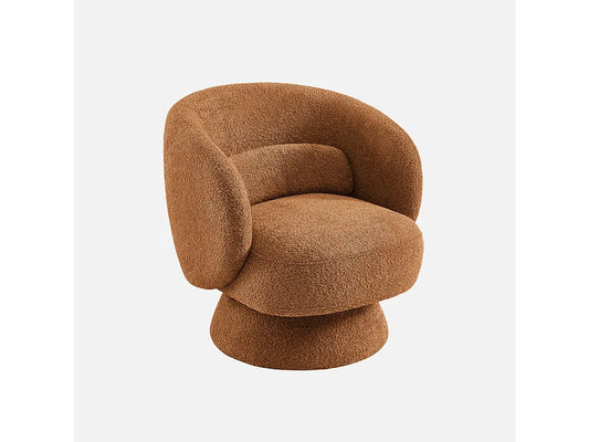 Fauteuil Japandi Pivotant Tissu Terracotta - Elias