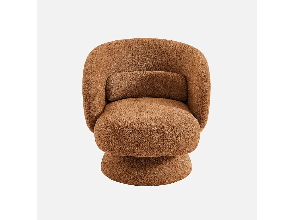 Fauteuil Japandi Pivotant Tissu Terracotta - Elias