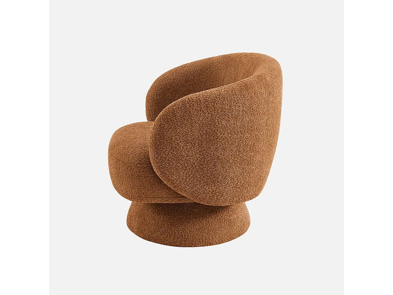 Fauteuil Japandi Pivotant Tissu Terracotta - Elias