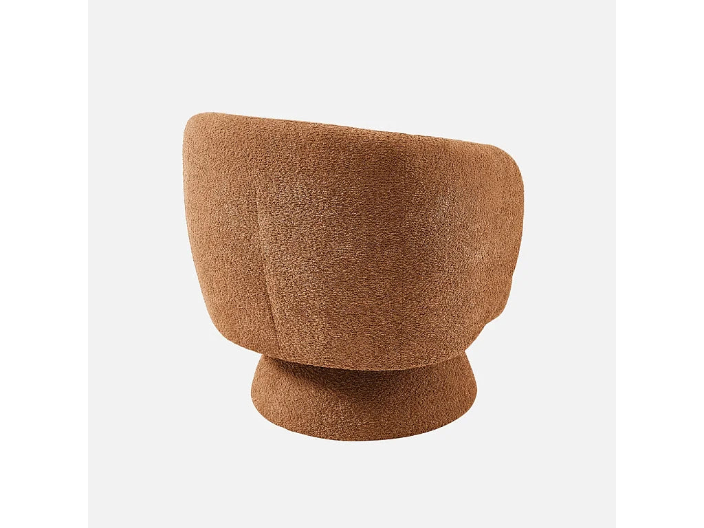 Fauteuil Japandi Pivotant Tissu Terracotta - Elias