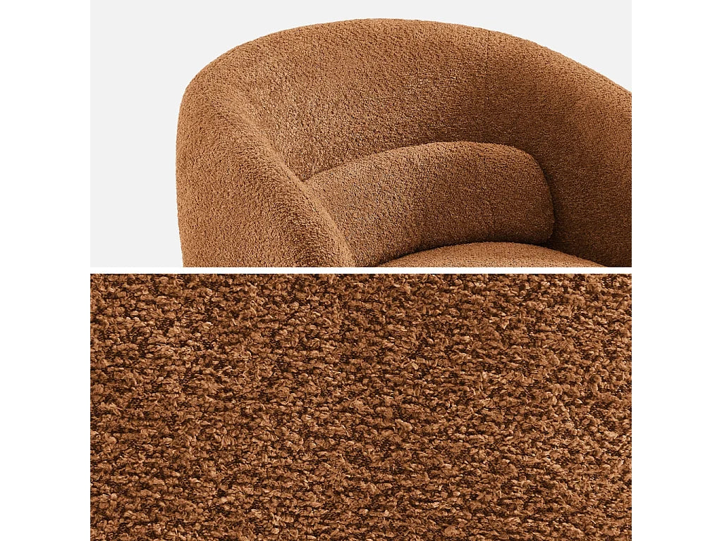 Fauteuil Japandi Pivotant Tissu Terracotta - Elias