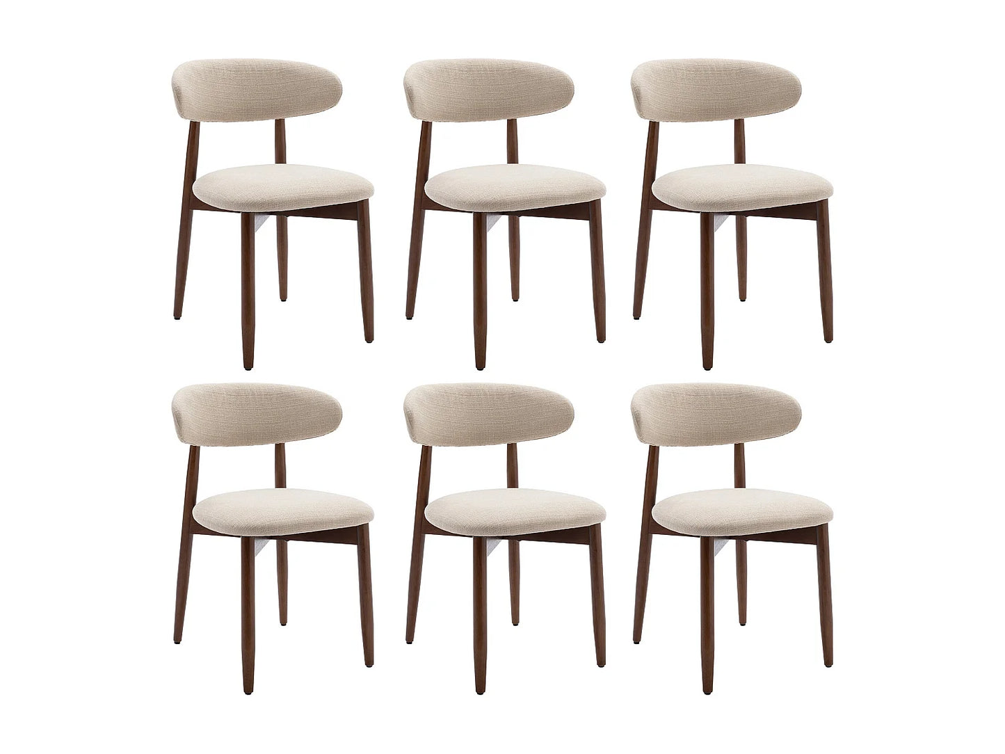 Lot De 6 Chaises Japandi Dossier Incurvé Beige - Smartue