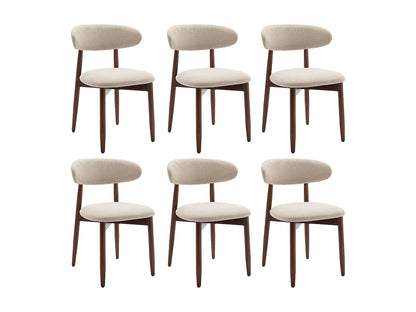 Lot De 6 Chaises Japandi Dossier Incurvé Beige - Smartue