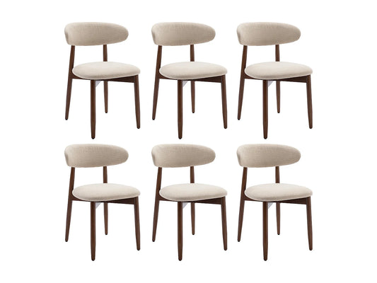 Lot De 6 Chaises Japandi Dossier Incurvé Beige - Smartue