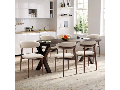 Lot De 6 Chaises Japandi Dossier Incurvé Beige - Smartue