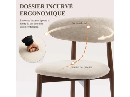 Lot De 6 Chaises Japandi Dossier Incurvé Beige - Smartue