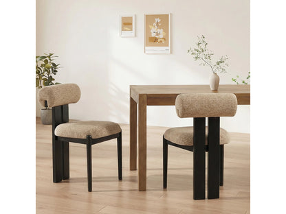 Lot 2 Chaises Japandi Bois Noir Et Camel - Cylindrique
