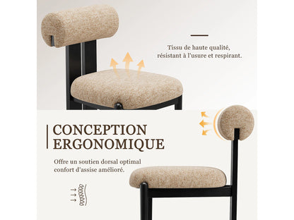 Lot 2 Chaises Japandi Bois Noir Et Camel - Cylindrique