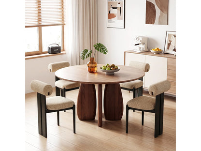 Lot 2 Chaises Japandi Bois Noir Et Camel - Cylindrique