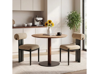 Lot 2 Chaises Japandi Bois Noir Et Camel - Cylindrique