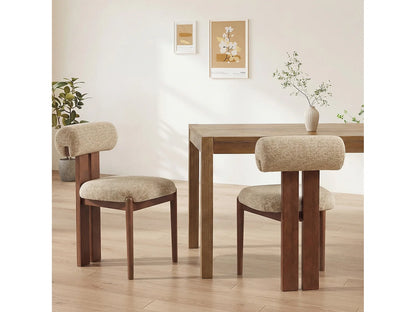 Lot 2 Chaises Japandi Bois Noir Et Camel - Cylindrique