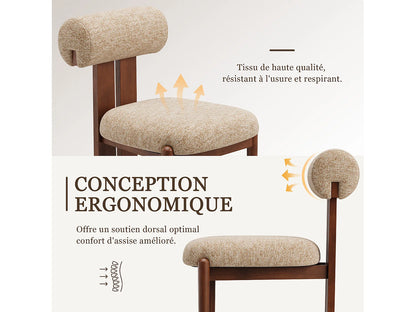 Lot 2 Chaises Japandi Bois Noir Et Camel - Cylindrique