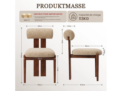 Lot 2 Chaises Japandi Bois Noir Et Camel - Cylindrique