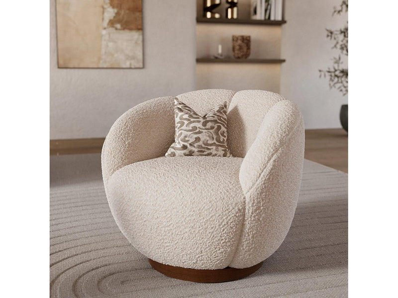 Fauteuil Japandi Pivotant Tissu Bouclé - Yse