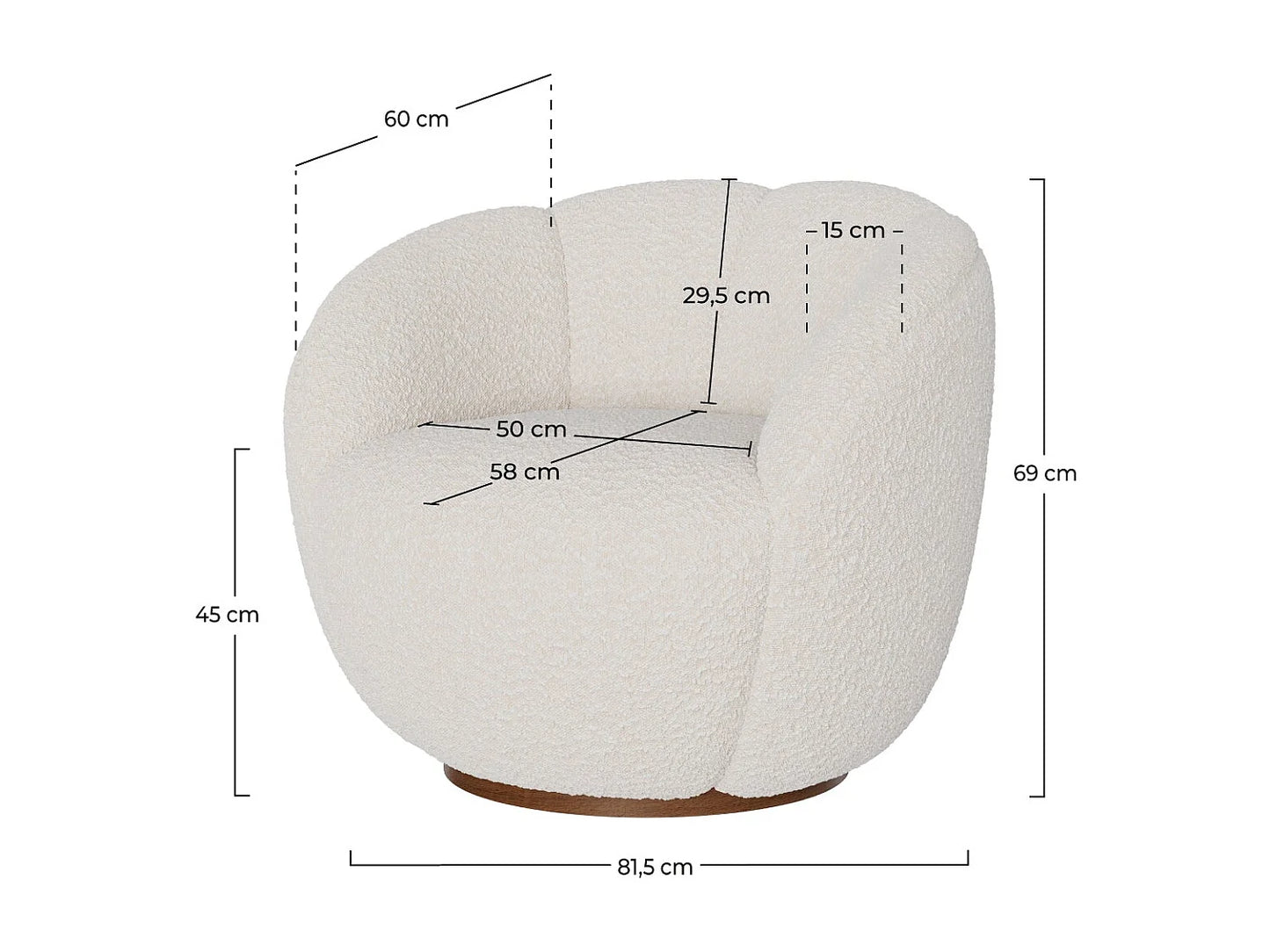 Fauteuil Japandi Pivotant Tissu Bouclé - Yse