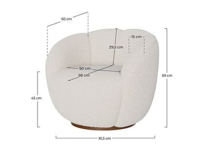 Fauteuil Japandi Pivotant Tissu Bouclé - Yse