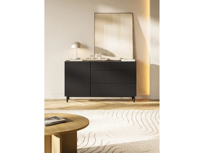 Buffet Rainuré Japandi Noir Moderne - Veldio New