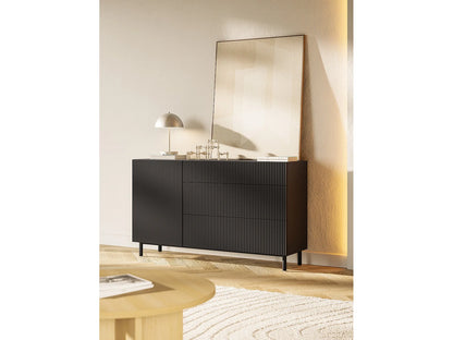 Buffet Rainuré Japandi Noir Moderne - Veldio New