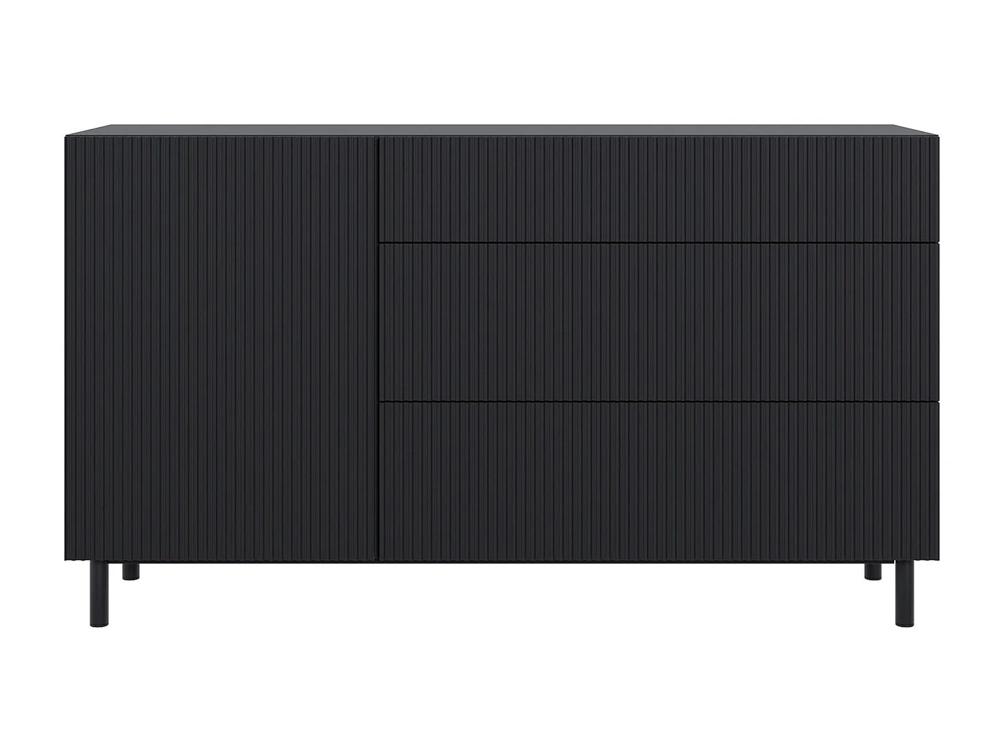 Buffet Rainuré Japandi Noir Moderne - Veldio New