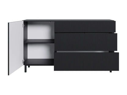 Buffet Rainuré Japandi Noir Moderne - Veldio New