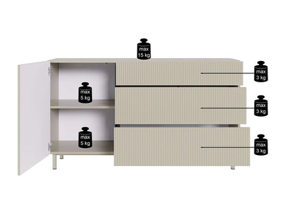 Buffet Rainuré Japandi Noir Moderne - Veldio New