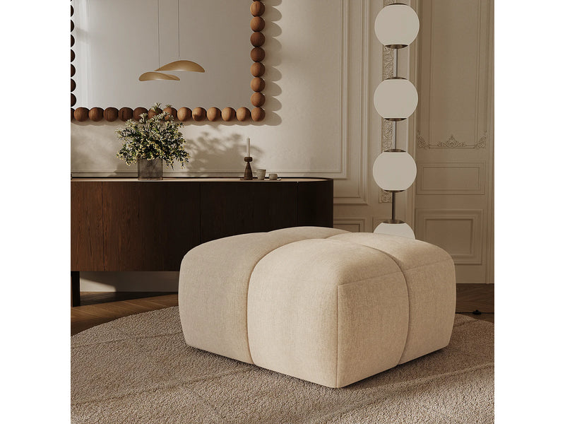 Pouf Modulable Japandi Noir Et Beige - Moss