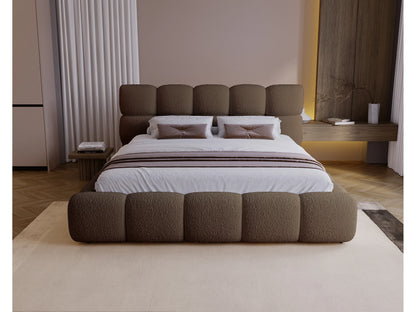 Lit Moderne Japandi Coffre Tissu Marron - Besilio
