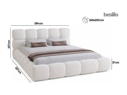 Lit Moderne Japandi Coffre Tissu Marron - Besilio