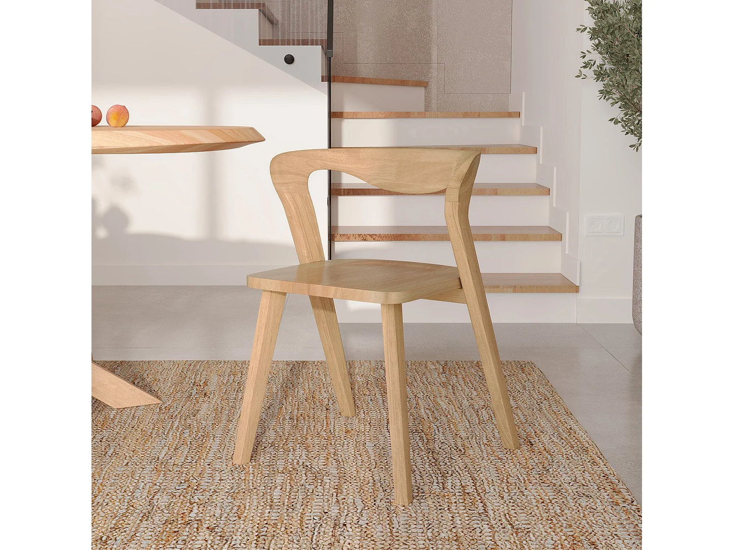 Chaise Japandi Bois Hévéa Clair Naturel - Vega