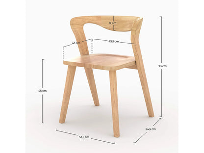 Chaise Japandi Bois Hévéa Clair Naturel - Vega