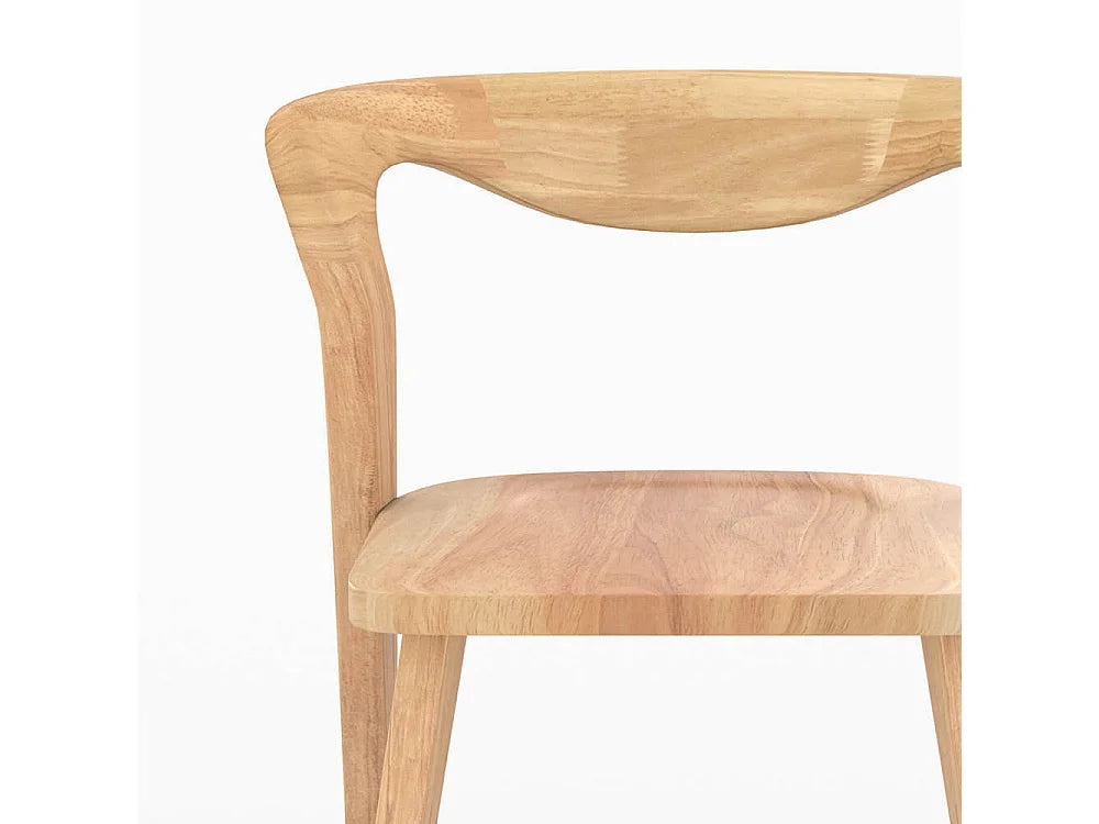 Chaise Japandi Bois Hévéa Clair Naturel - Vega
