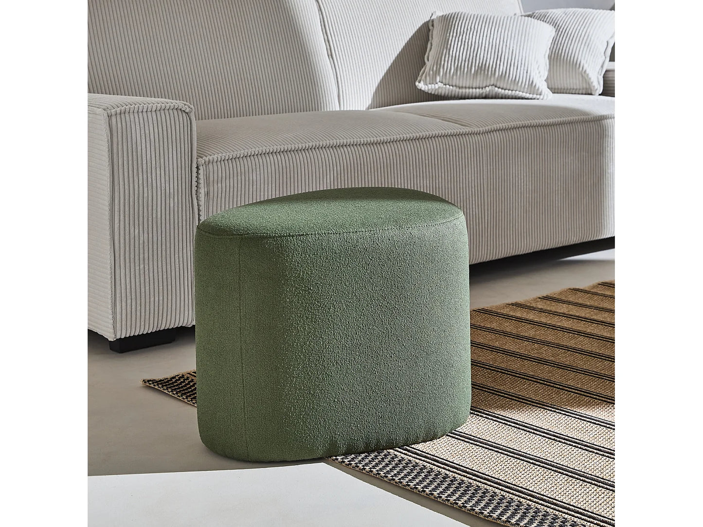 Pouf Galet Japandi Tissu Kaki - Tao