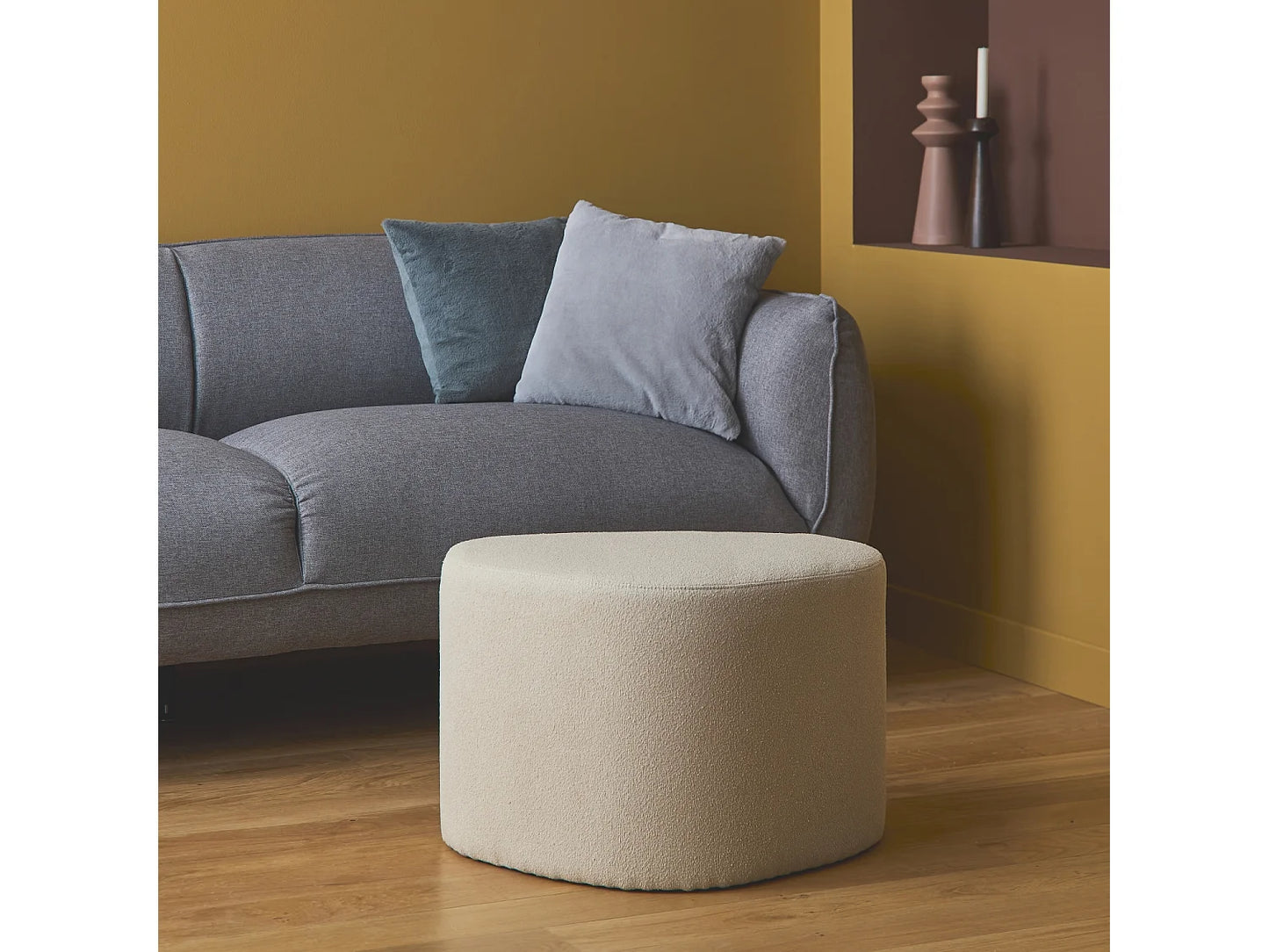 Pouf Galet Japandi Tissu Beige - Tao