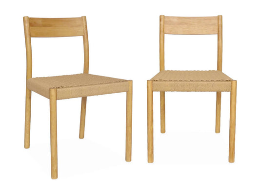 Duo Chaises Japandi Naturelles Bois Cordage - Ella