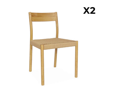 Duo Chaises Japandi Naturelles Bois Cordage - Ella