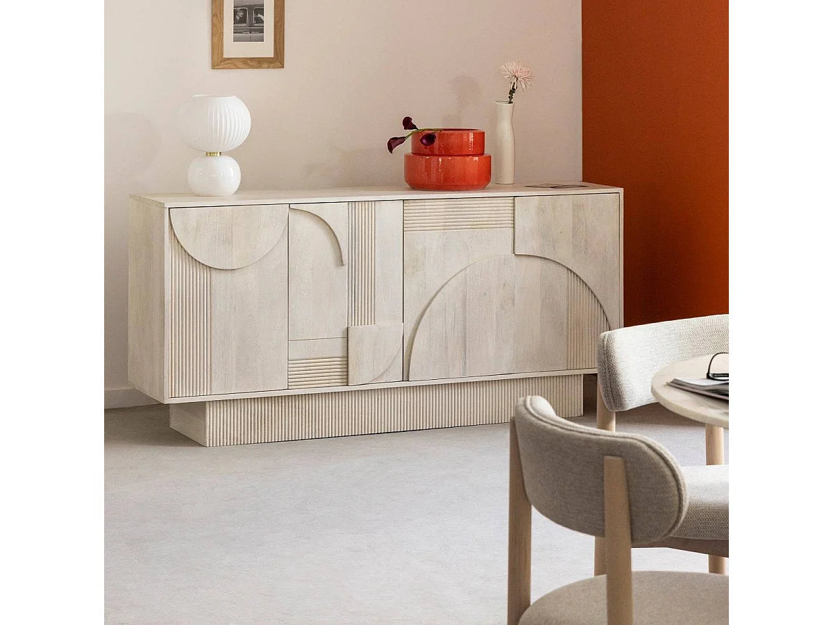 Buffet Manguier Japandi Bois Blanchi - Miliam