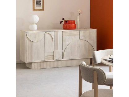 Buffet Manguier Japandi Bois Blanchi - Miliam