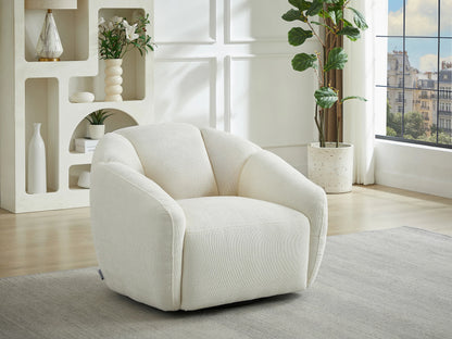 Fauteuil Japandi Pivotant Texturé Ivoire - Nafeki