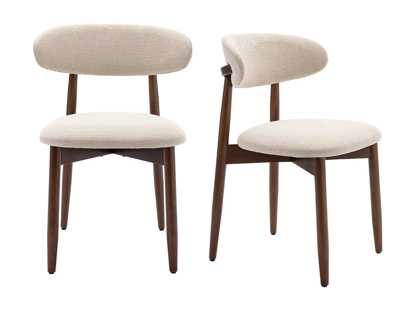 Chaise Japandi Tissu Beige Pieds Bois Massif - Incurvé