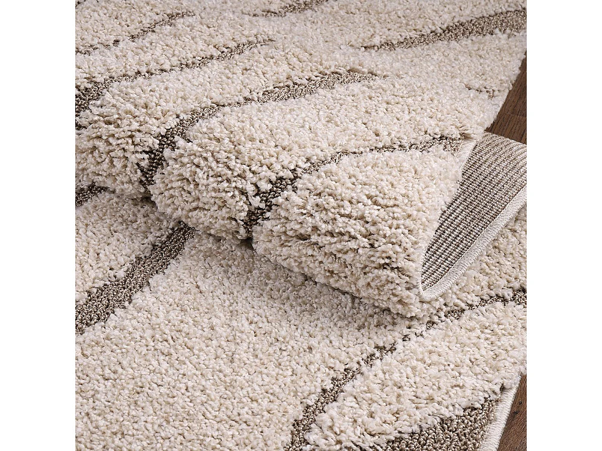 Tapis Shaggy Japandi Grand Salon Beige - Pouda