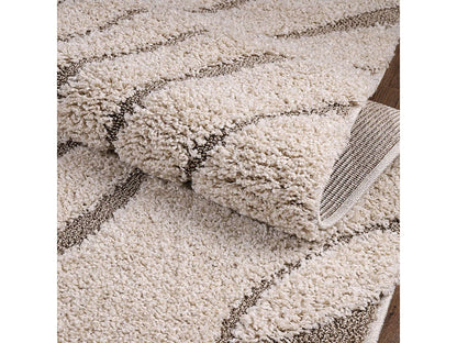 Tapis Shaggy Japandi Grand Salon Beige - Pouda