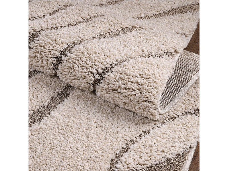 Tapis Shaggy Japandi Grand Salon Beige - Pouda